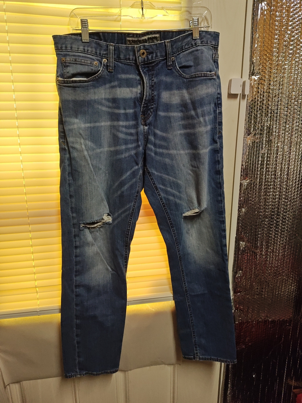 Express Men's Distressed Blue Jeans